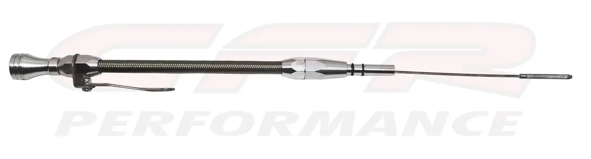 Cfr Performance Stainless Braided Flexible Dipstick  1986–1995 Ford 5.0L 302 With Billet Handle– Natural 1