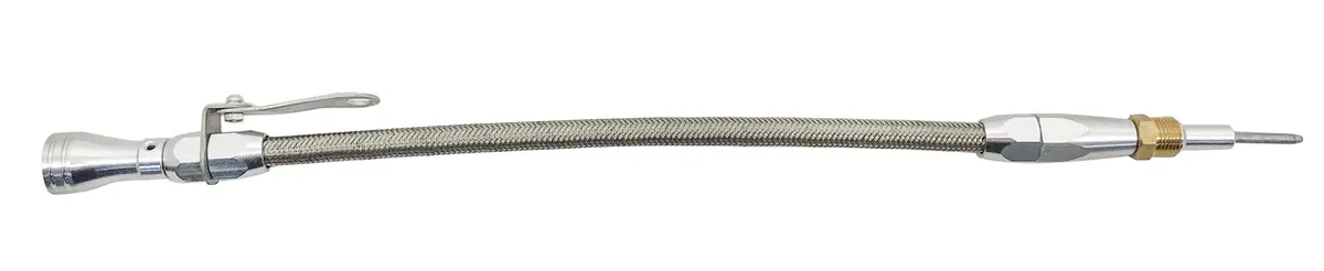 Cfr Stainless Braided 1969-1985 Ford 5.8L 351W Billet Handle Flexible Dipstick - Natural 1