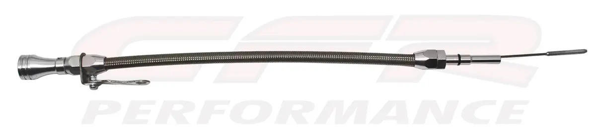 Cfr Stainless Braided Chevy Ls Billet Handle Flexible Dipstick – Natural Stainless Steel – Fits 1997-2004 Gm 1