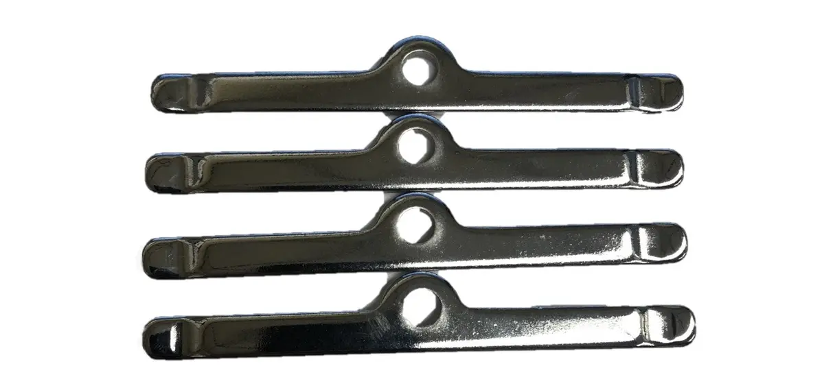 Chevy Small Block Valve Cover Hold-Down Tab-Spreader Bar - Chrome Set Of 4 1