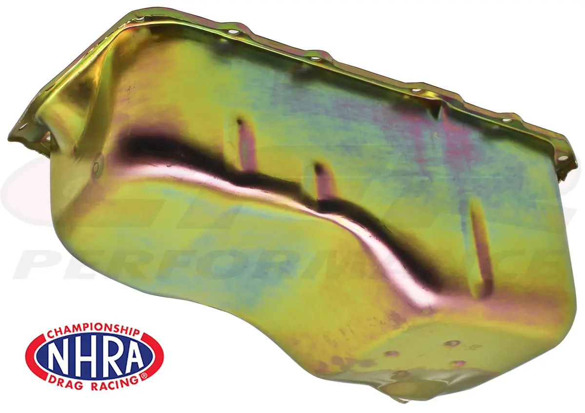 Nhra Approved Steel Oil Pan – Fits 1981–1989 Chevy/Gm 2.8L V6 – One‑Piece Rear Main - Zinc Finish 1