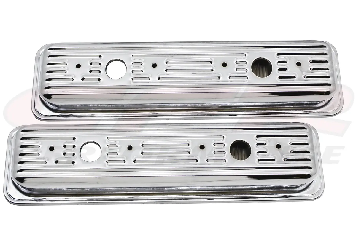 Steel 1987-00 Chevy-Gmc 5.0L & 5.7L Center Bolt Valve Covers- Chrome (Both Side Two Hole Only) 1