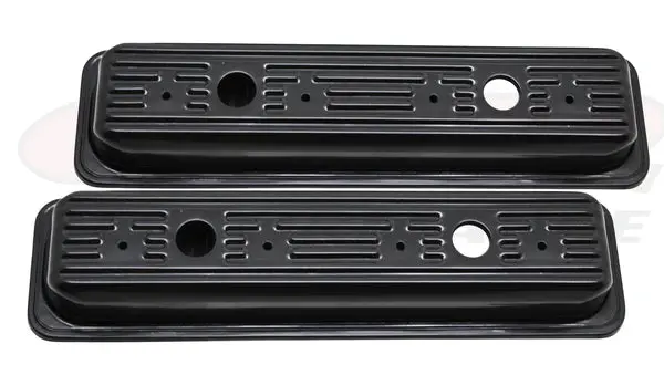 Steel 1987-00 Chevy-Gmc 5.0L & 5.7L Center Bolt Valve Covers- Black (Both Side Two Hole Only) 1