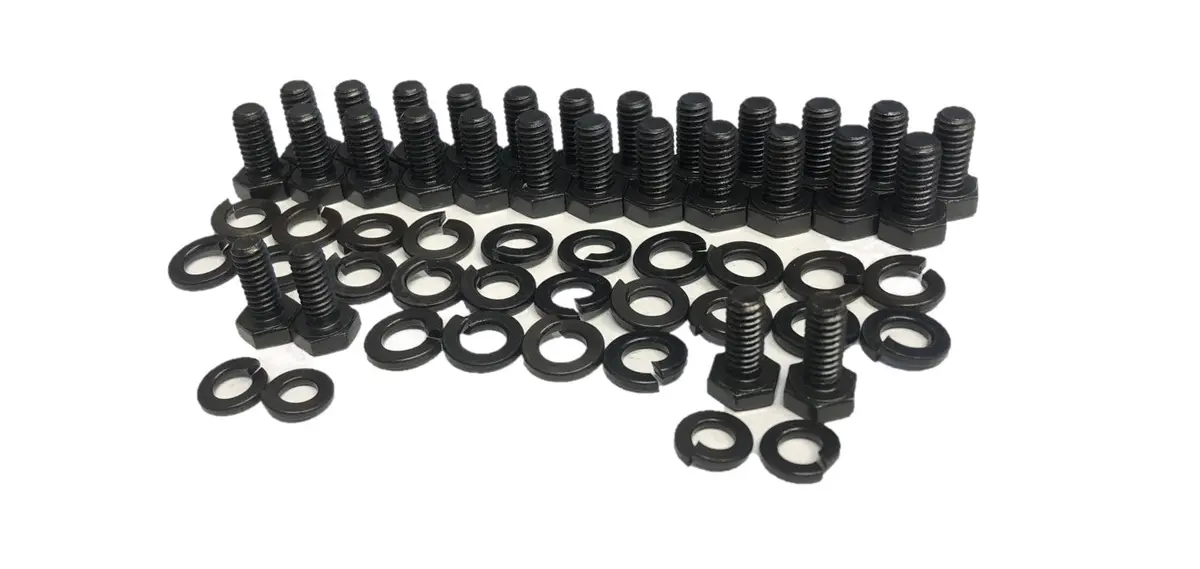 Chevy Pontiac Mopar Oil Pan Steel Bolt Kit Black 1