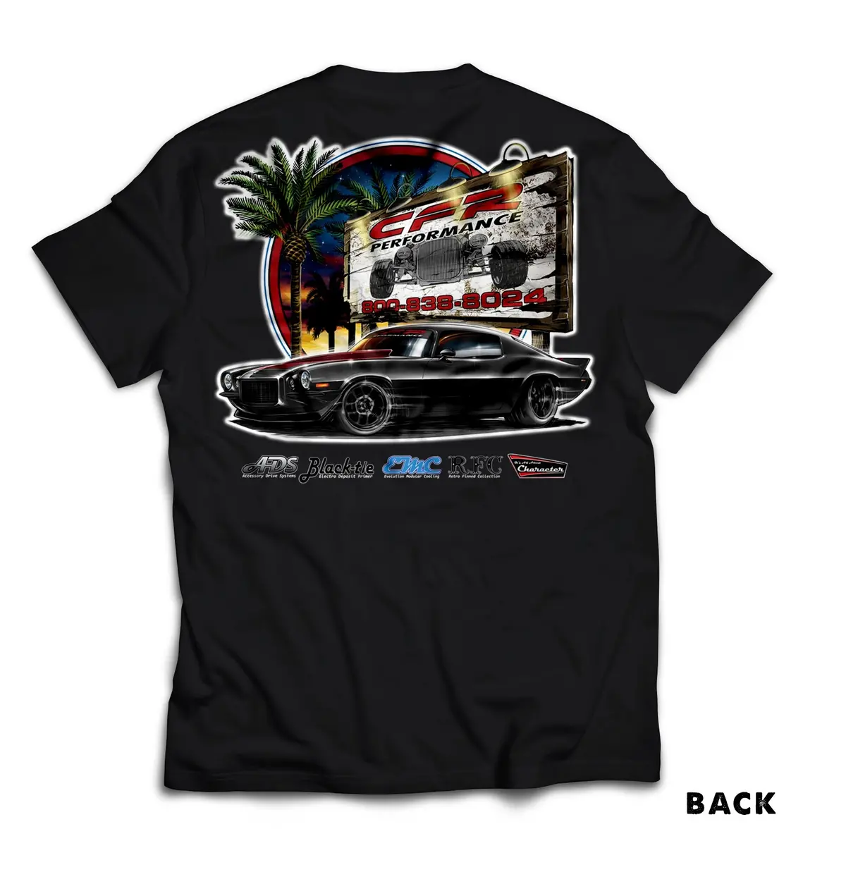 Cfr T-Shirt - All Black 1970 1971 1972 1973 2Nd Gen Camaro Cotton Short Sleeve 1