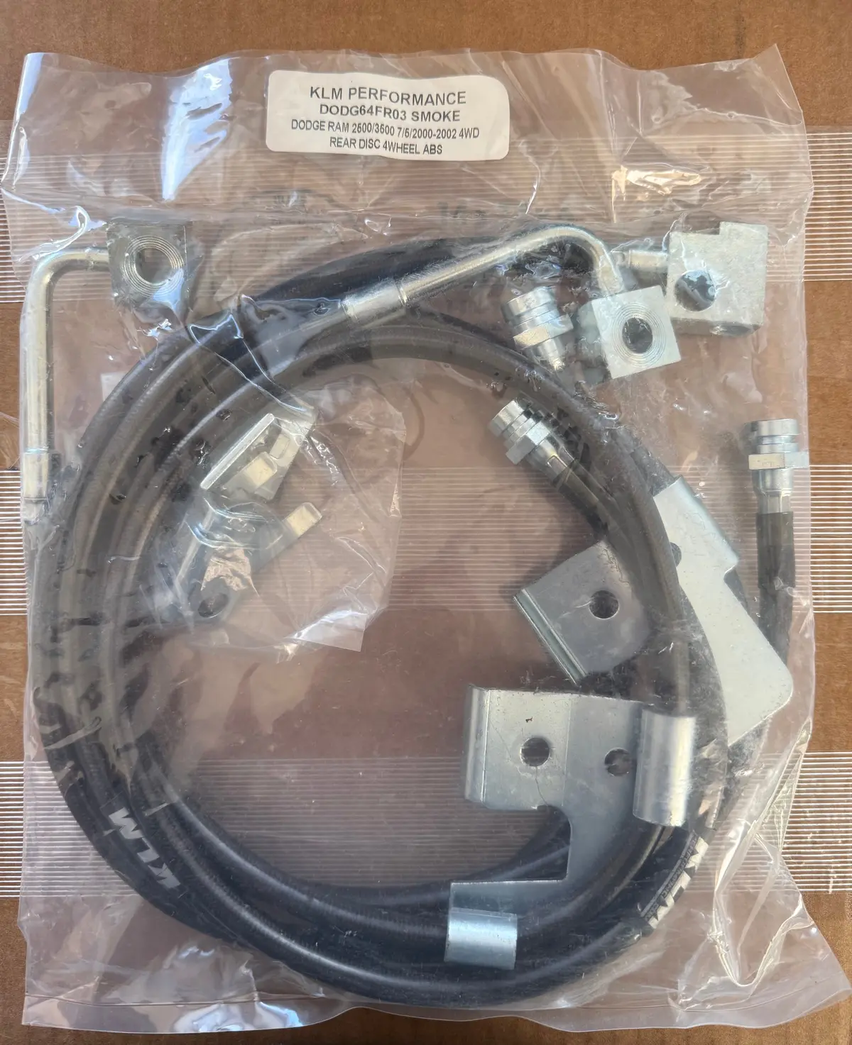 2000-2002 Dodge Ram 2500/3500 4Wd Rear Disc 4Wheel Abs Stainless Steel Braided Brake Lines Smoke 1