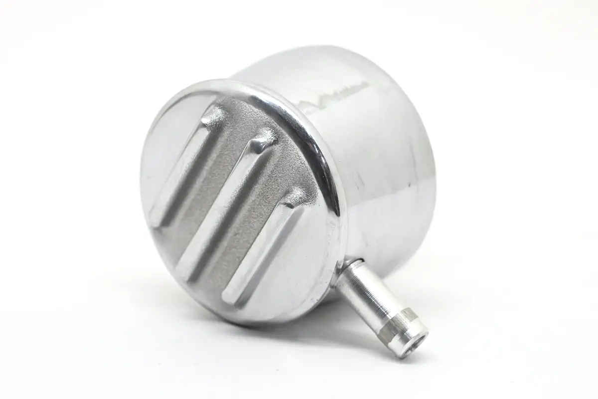 Aluminum Round Breather Pcv Valve  Polished Finned - Polished 1