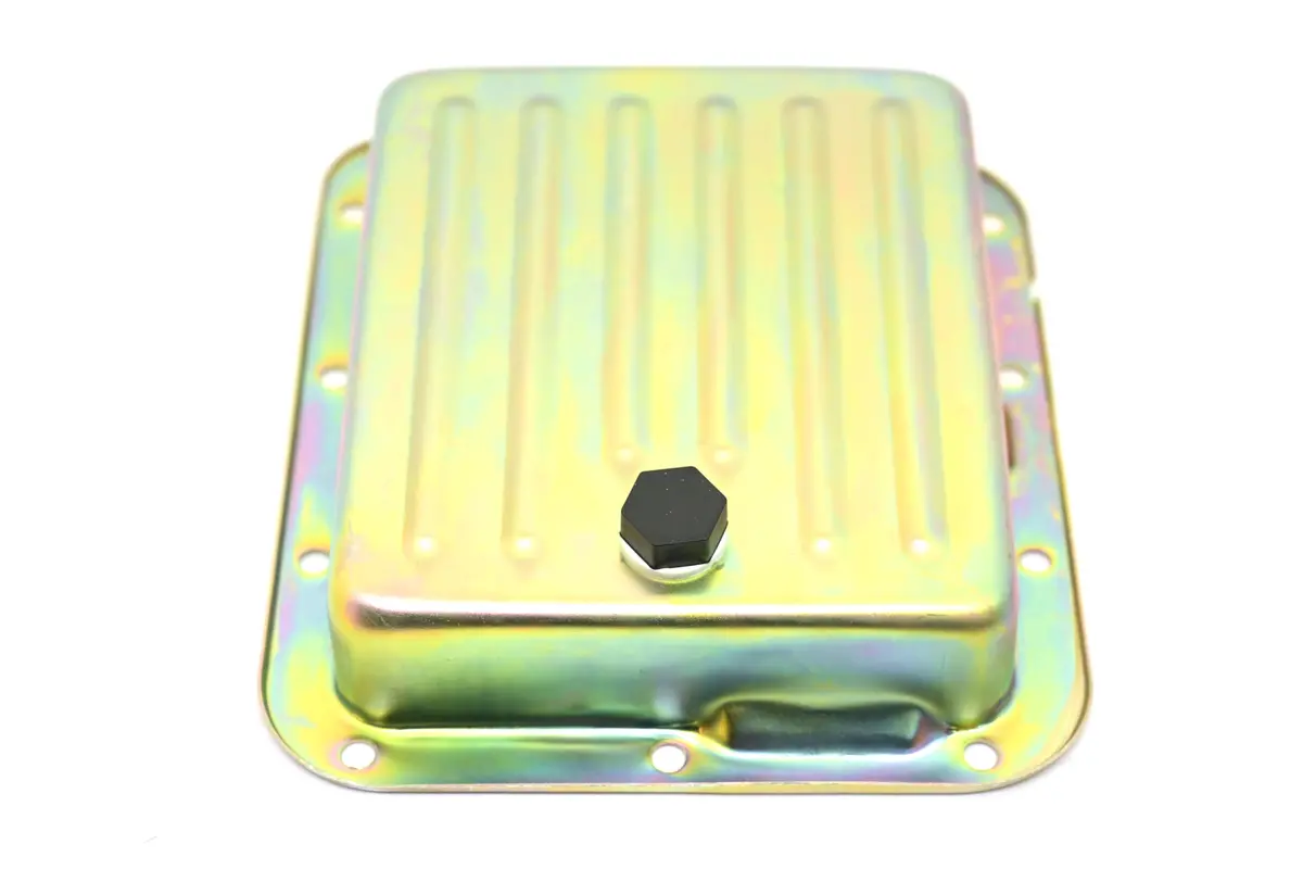 Steel Ford C4 Transmission Pan – Stock Capacity, Zinc Coated (Pan Fill Style) 1