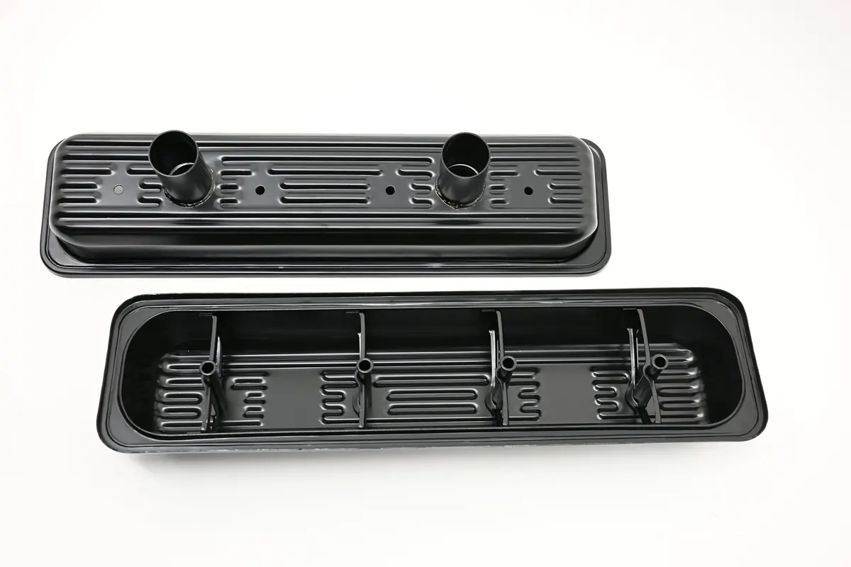 Steel 1987-2000 Chevy Sb 5.0L 305 5.7L 350 Circle Track Racing Center Bolt Valve Covers - Black 1