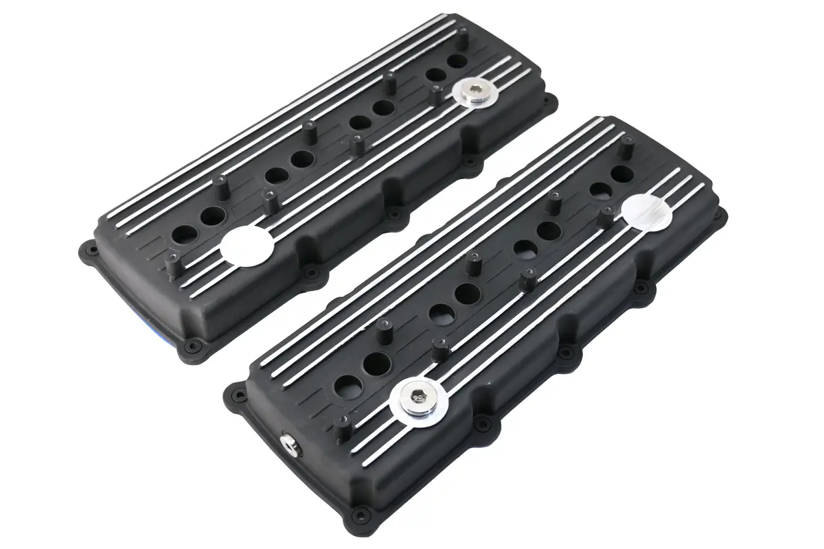 Aluminum Valve Covers Fits 2003–2020 Mopar Gen 3 Hemi 5.7L / 6.1L / 6.4L – Hellcat Conversion Ready – With Breather & Oil Fill Holes – Black Finish 1