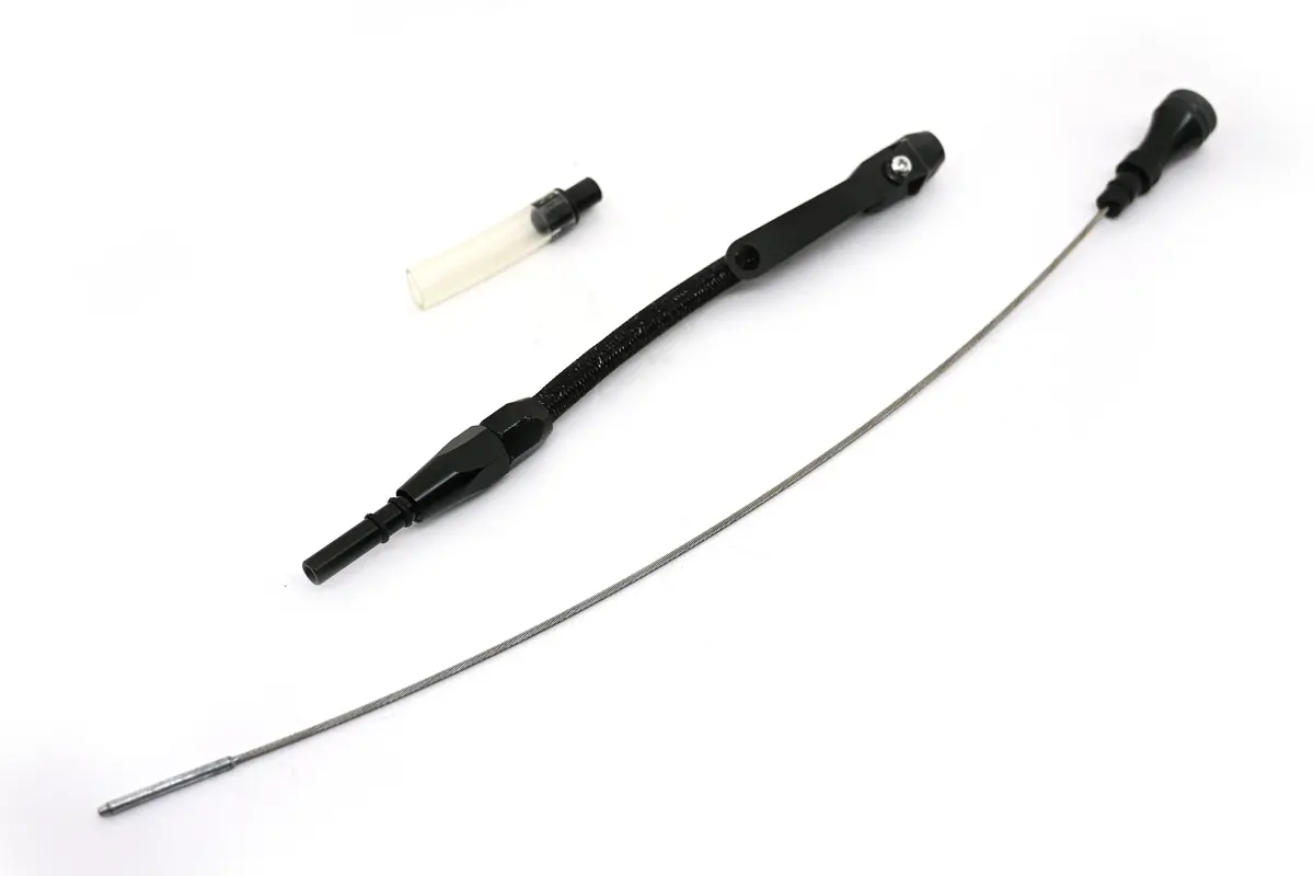 Cfr Performance Stainless Braided Flexible Dipstick  1986–1995 Ford 5.0L 302 With Billet Handle– Black 1