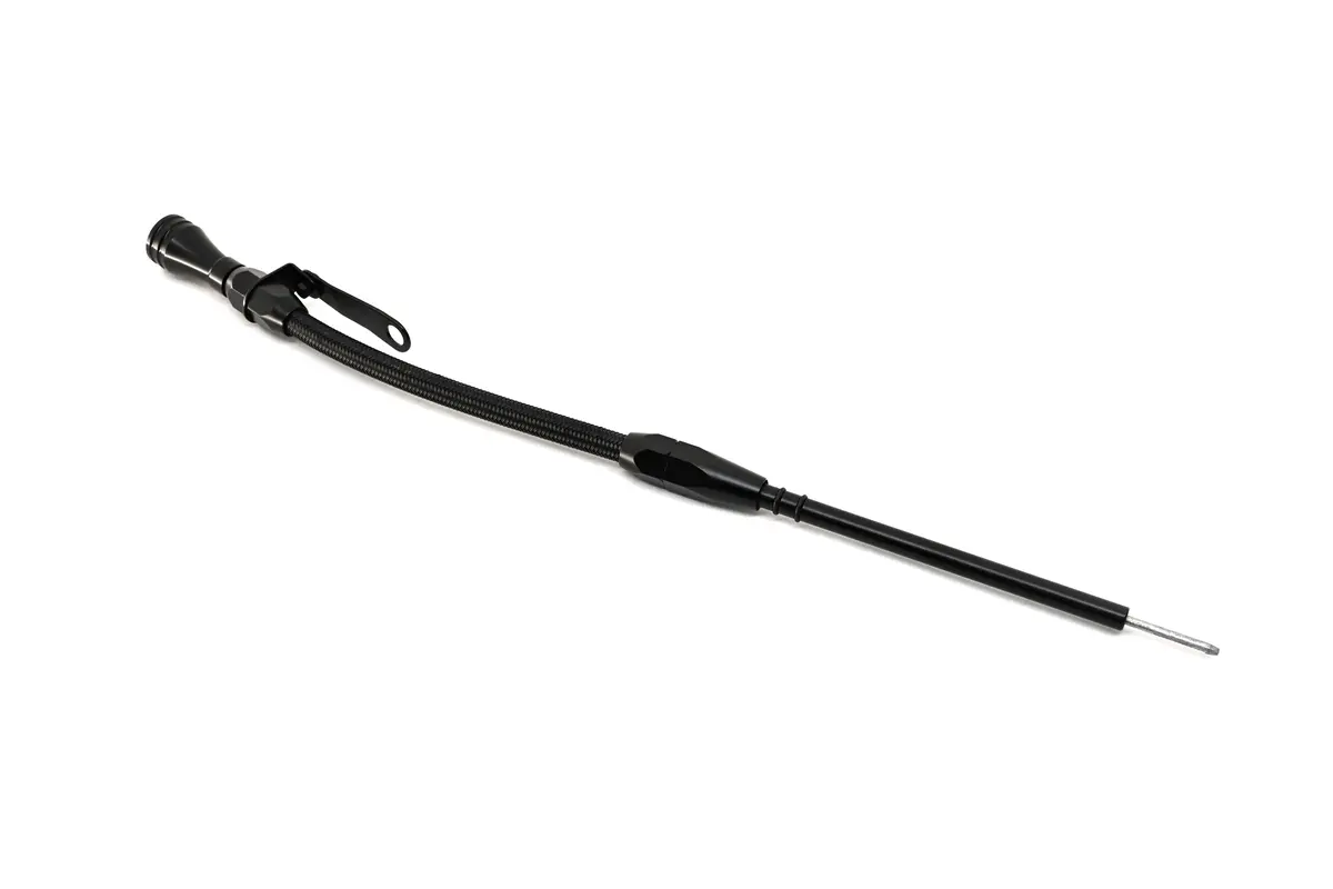 1980-Up Chevy Small Block Flexible Engine Oil Dipstick - Black Braided 1