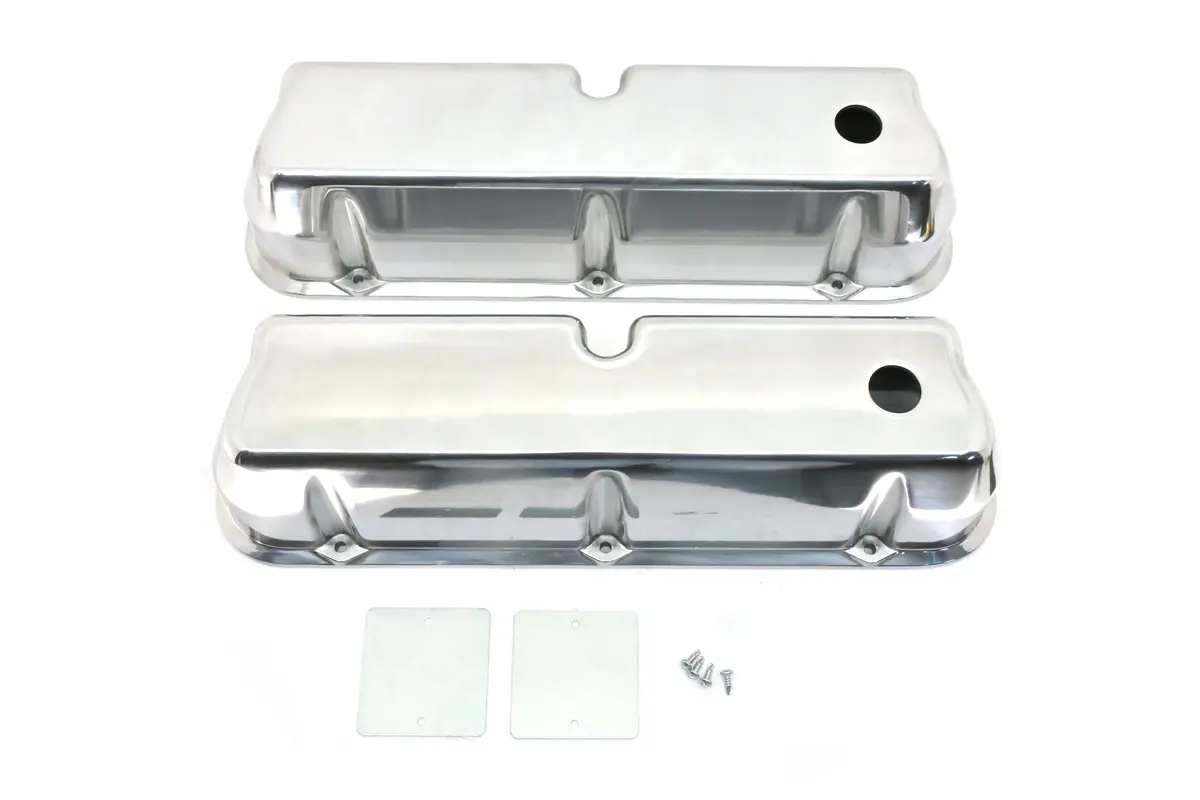 1962-85 Ford Small Block 289-302-351W-5.0L Tall Polished Aluminum Valve Covers - Smooth 1