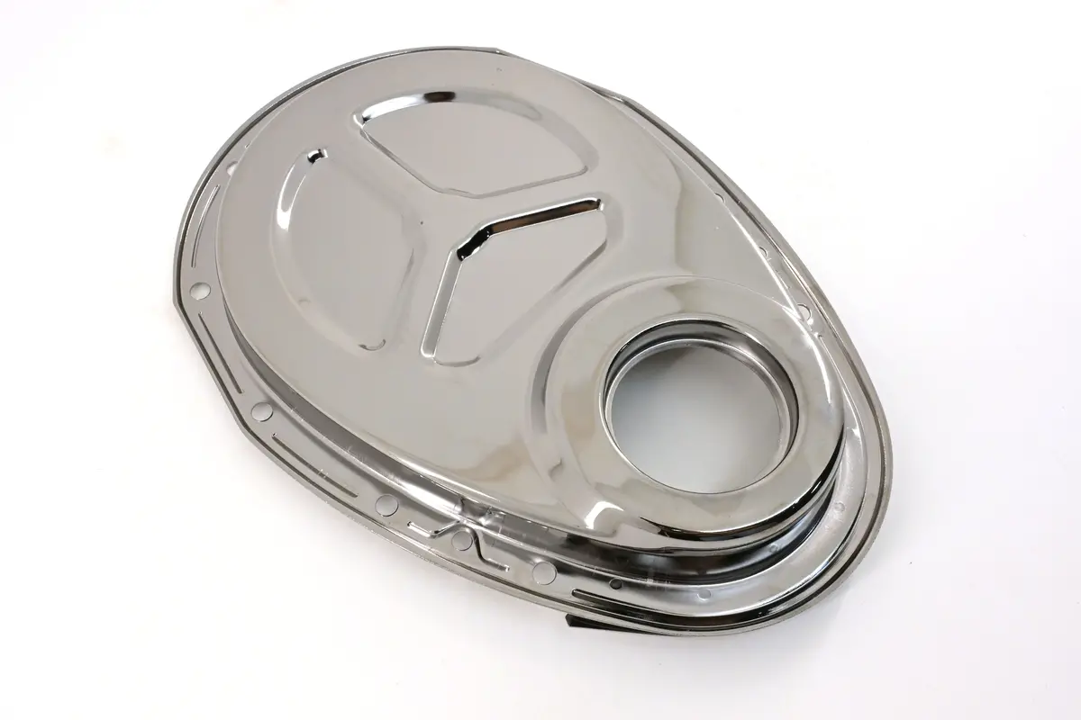 Steel Chevy 1955–1995 Sb 283–400 Timing Chain Cover Set (Roller Cam) – Black Chrome 1