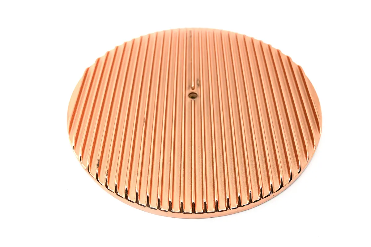 Chevy-Ford-Mopar 14" Round  Aluminum Air Cleaner Top - Full Finned - Copper 1