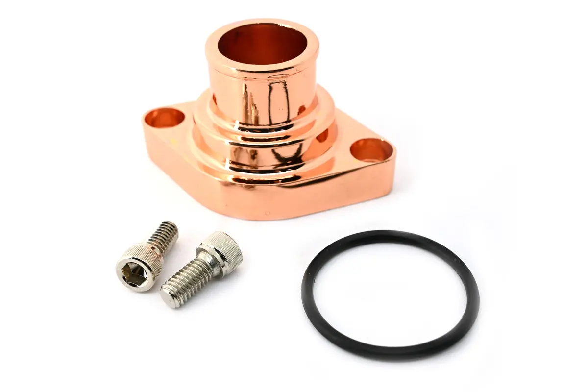 Aluminum Chevy Small Block Big Block Straight Thermostat Housing Water Neck - Copper 1