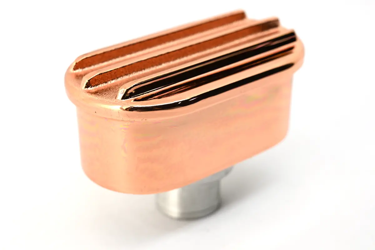 Chevy-Ford-Mopar Billet Aluminum Breather - Finned - Copper 1