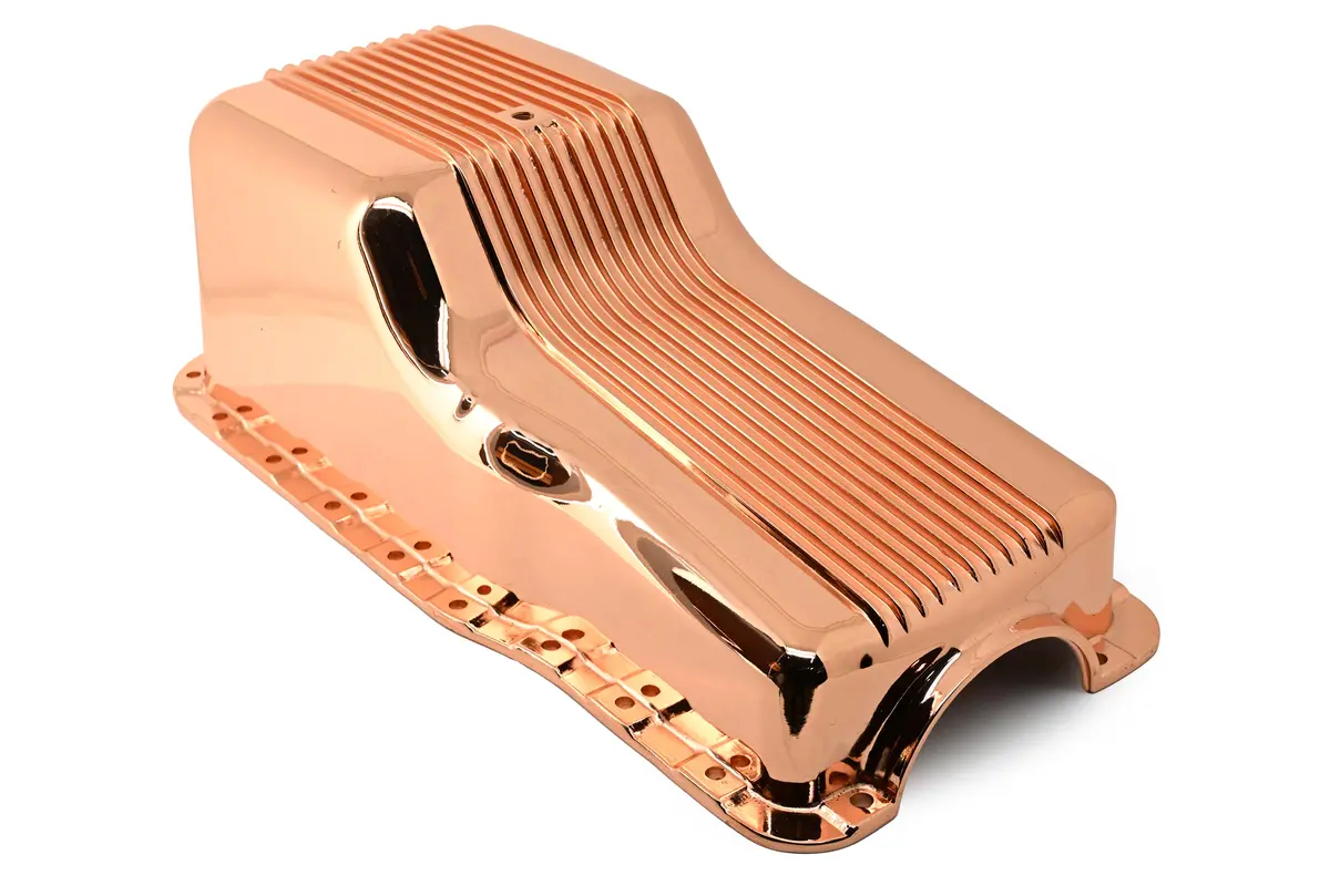 Aluminum Retro Finned Oil Pan – Fits 1965–1987 Ford Sb 260‑289‑302 – Front Sump – Copper 1