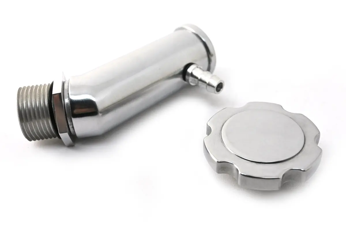 Aluminum Oil Filler Tube With Oil Baffle – Polished Finish 1