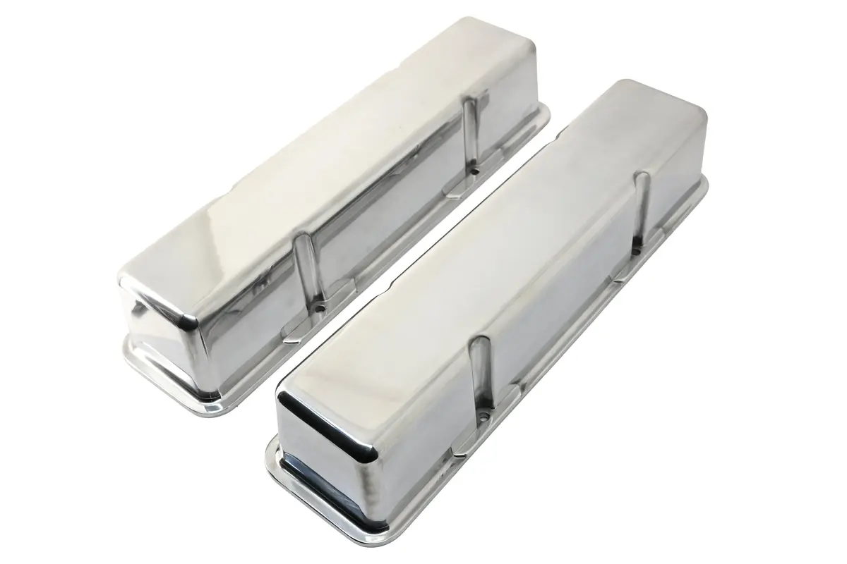 Polished Aluminum Tall Valve Covers – Fits 1958–86 Chevy Sb 283–400 -Smooth, No Holes – 1