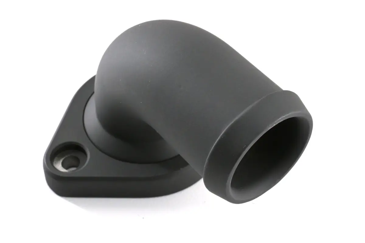 Aluminum Mopar Hemi Gen 3  90 Degree Water Neck Thermostat Housing - Black 1