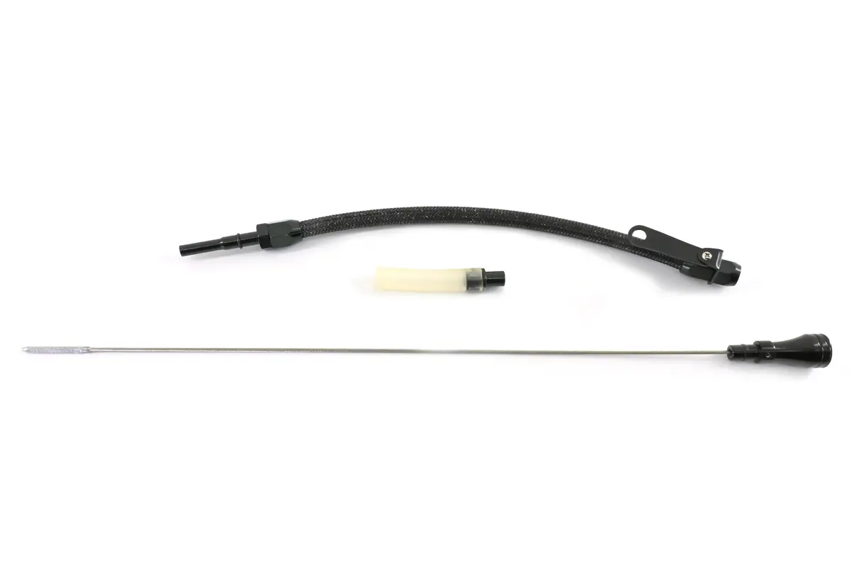 Stainless Braided Chrysler Hemi 5.7L, 6.1L, 6.4L Center Sump Pan Flexible Dipstick – Black 1