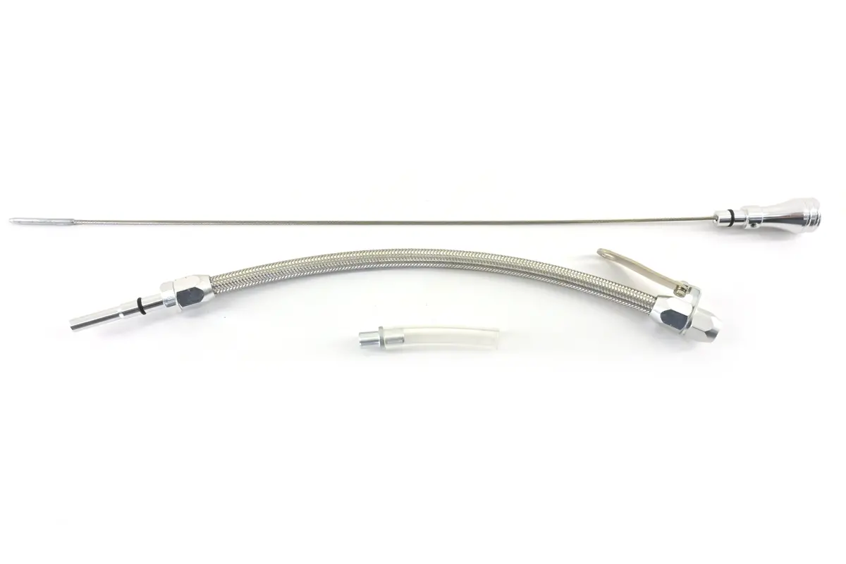 Cfr Performance Stainless Braided Chrysler Hemi 5.7L, 6.1L, 6.4L Center Sump Pan Flexible Dipstick - Natural 1