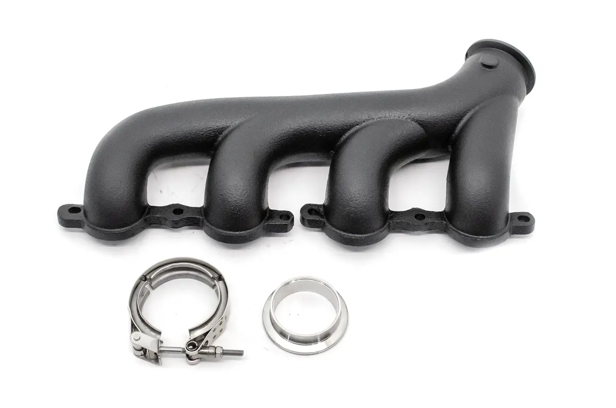 Cast Iron Exhaust Manifold – Passenger Side – V-Band Clamp – 2002–2012 Chevy Ls – Ceramic Black 1