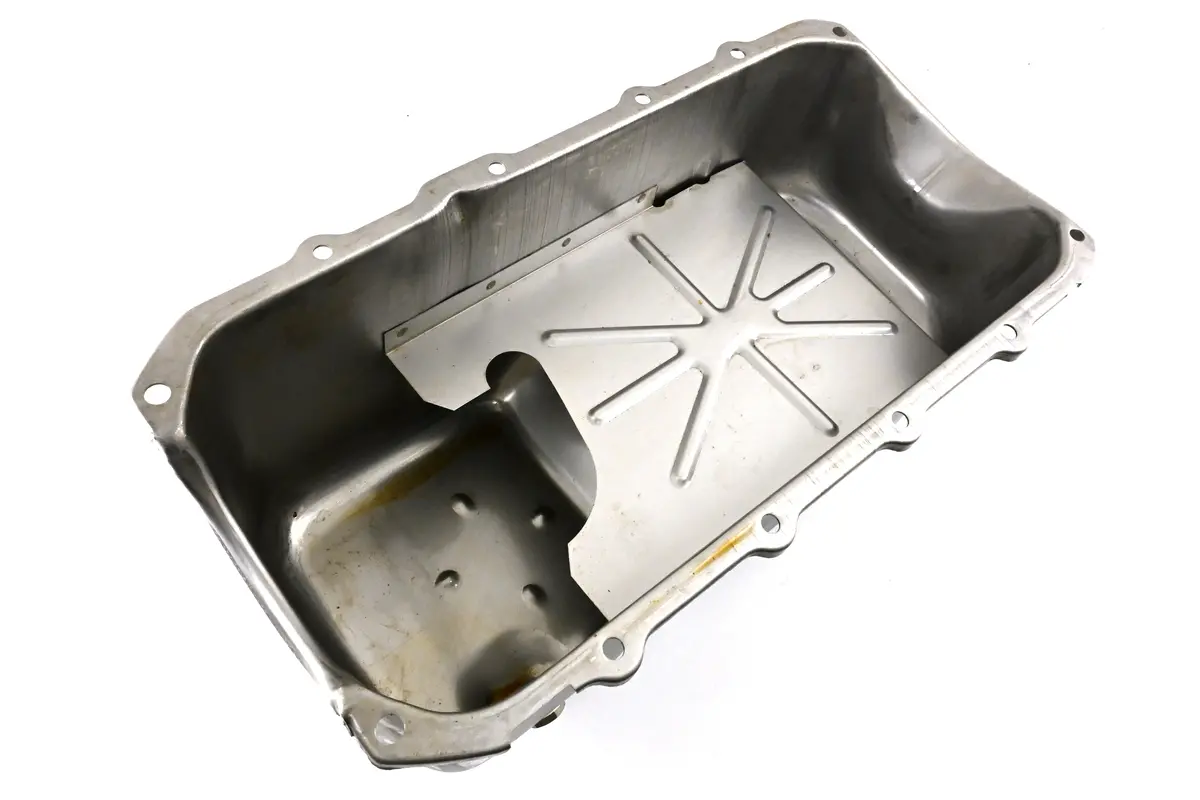 Steel Oil Pan – Fits 1981–1989 Chevy/Gm 2.8L V6 – One‑Piece Rear Main - Raw Finish 2