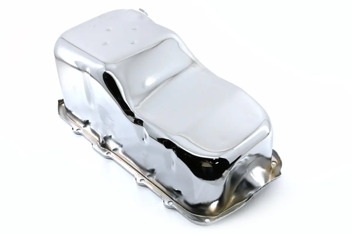 Steel Oil Pan – Fits 1981–1989 Chevy/Gm 2.8L V6 – One‑Piece Rear Main - Chrome Finish 1