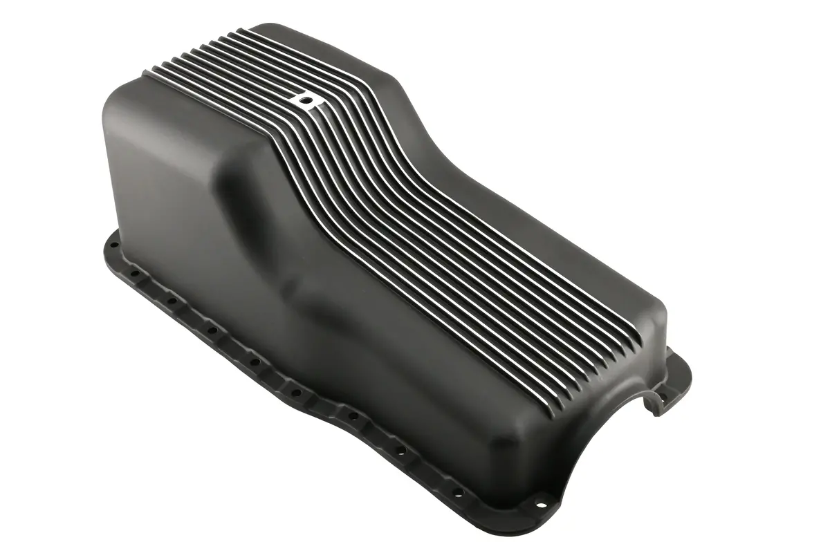Aluminum Retro Finned Oil Pan – Fits 1965–1987 Ford Sb 260‑289‑302 – Front Sump – Black 1