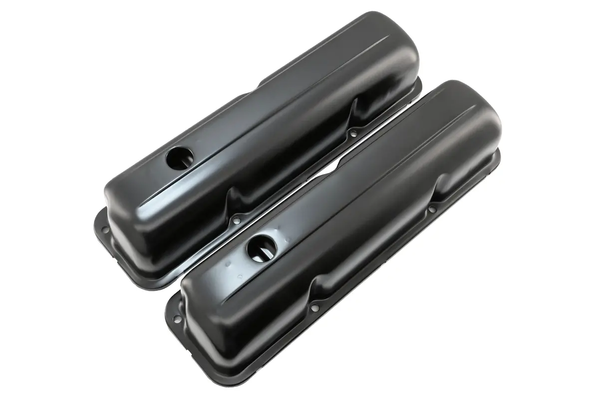 Steel Valve Covers Fits 1957–1976 Ford Fe 352‑390‑406‑427‑428 – Smooth – 1 Hole – Black (Edp Coated) 1