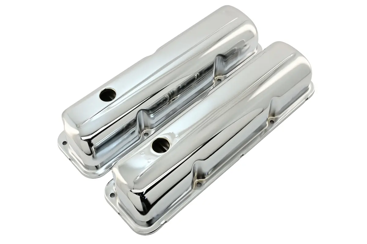 Steel Valve Covers Fits 1957–1976 Ford Fe 352‑390‑406‑427‑428 – Smooth – 1 Hole – Chrome 1
