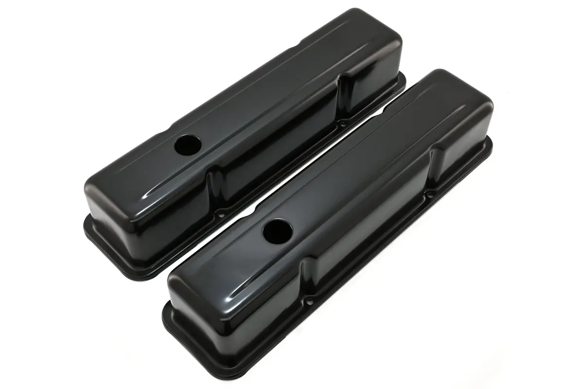 Steel Tall Valve Covers – Fits 1958–86 Chevy Small Block 283-400 – 1 Hole – Black 1