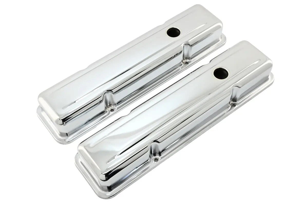 Steel Short Valve Covers – Fits 1958–86 Chevy Sb 283-400 – Smooth – Chrome 1