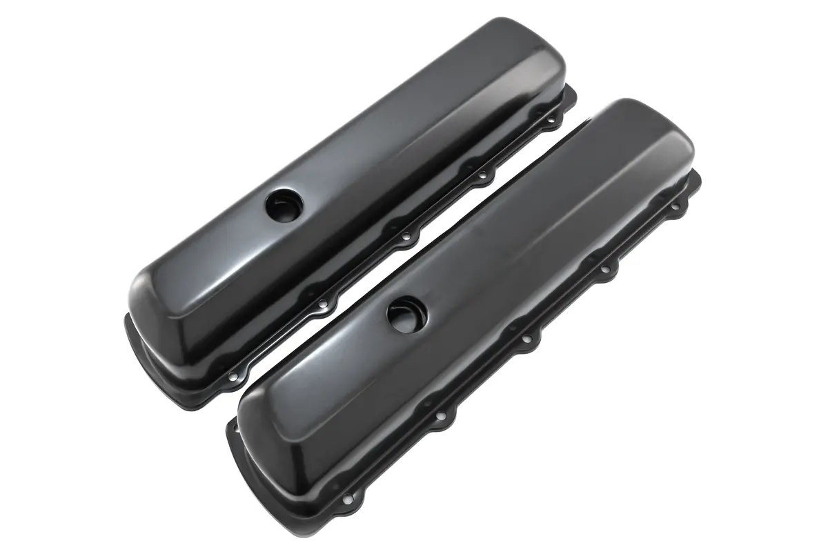 Tall Steel Valve Covers – Fits 1964–88 Oldsmobile 330, 350, 400, 425, 455 V8 Engines – Smooth Top- Black 1