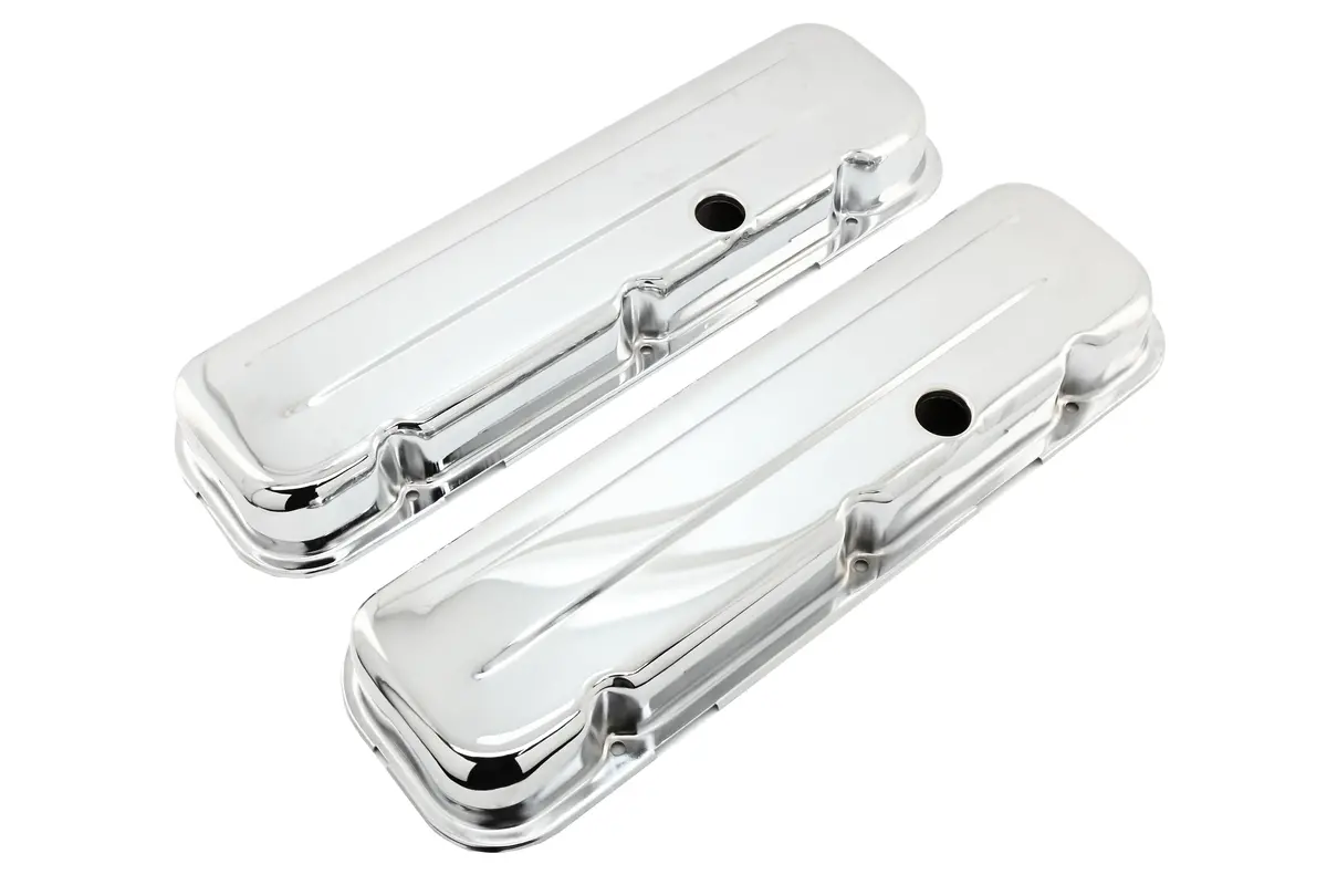 Steel Short Valve Covers – Fits 1965–95 Chevy Bb 396-427-454-502 – 1 Hole – Chrome 1