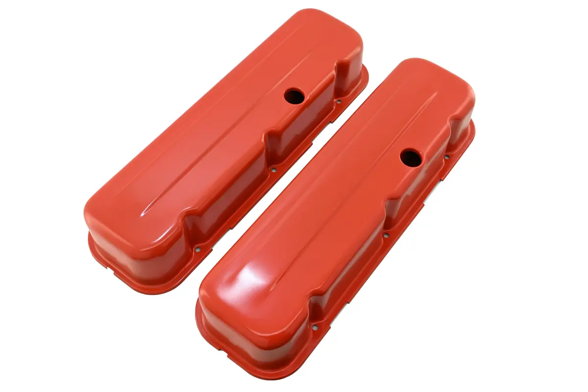 Steel Tall Valve Covers Fits 1965–95 Chevy Bb 396‑427‑454‑502 – 1 Hole – Orange 1