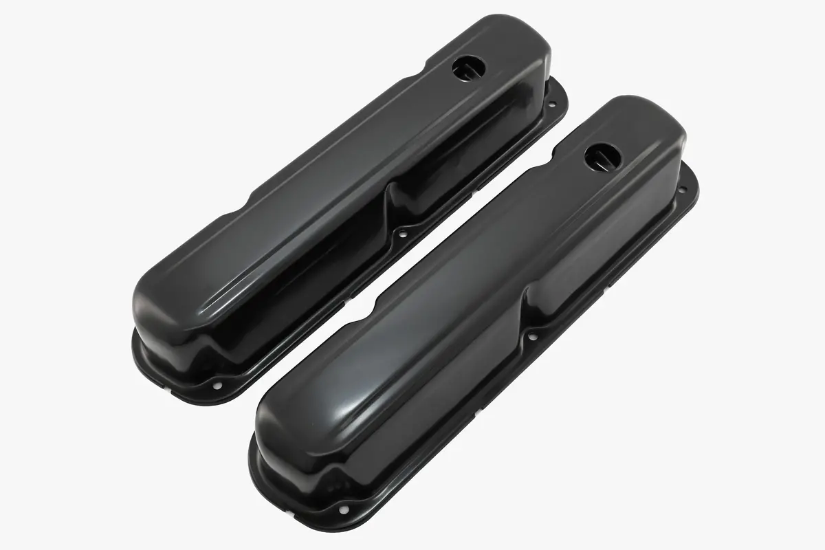 Steel Valve Covers Fits 1967–1989 Mopar Sb 318-340-360 – Short Style – 1 Hole – Black 1