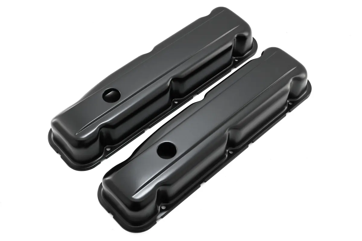 1968-81 Buick Small Block 350 Short Steel Valve Covers - Black 1