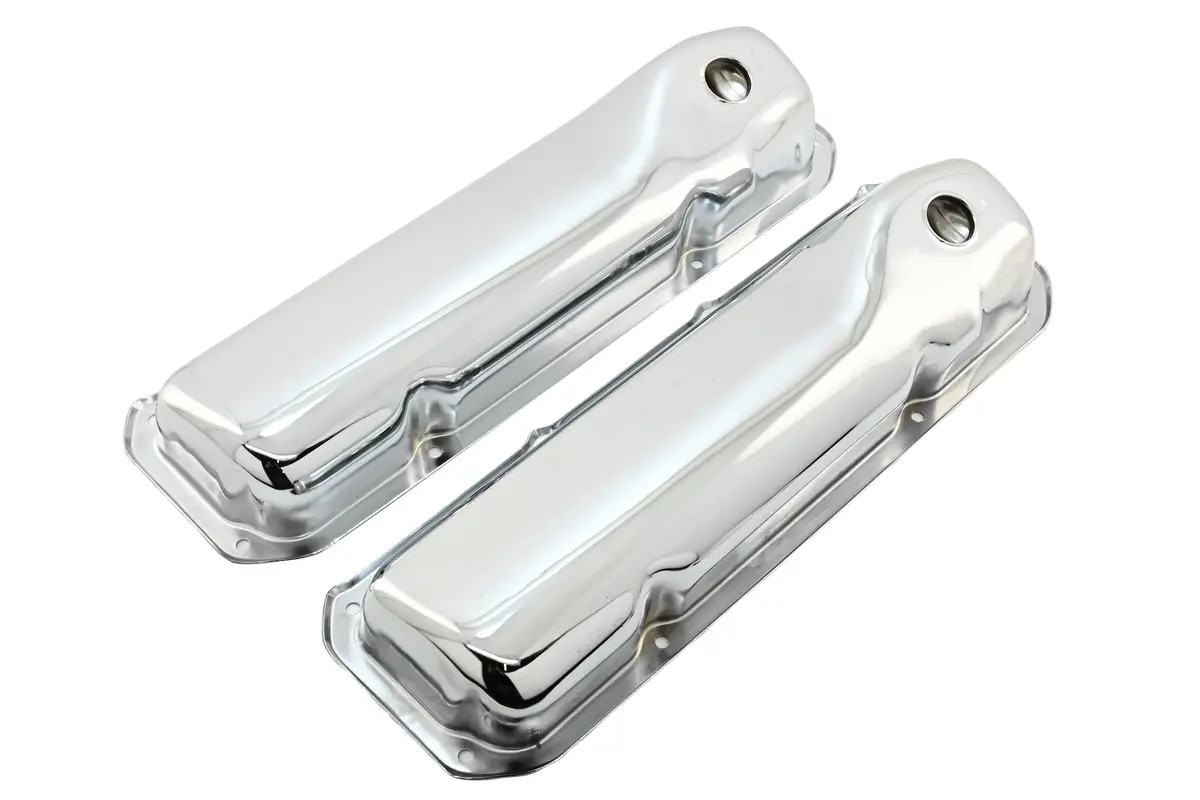 Steel Valve Covers Fits 1969–1982 Ford Sb 351C‑351M‑400M‑Boss 302 – Smooth – 1 Hole – Chrome 1