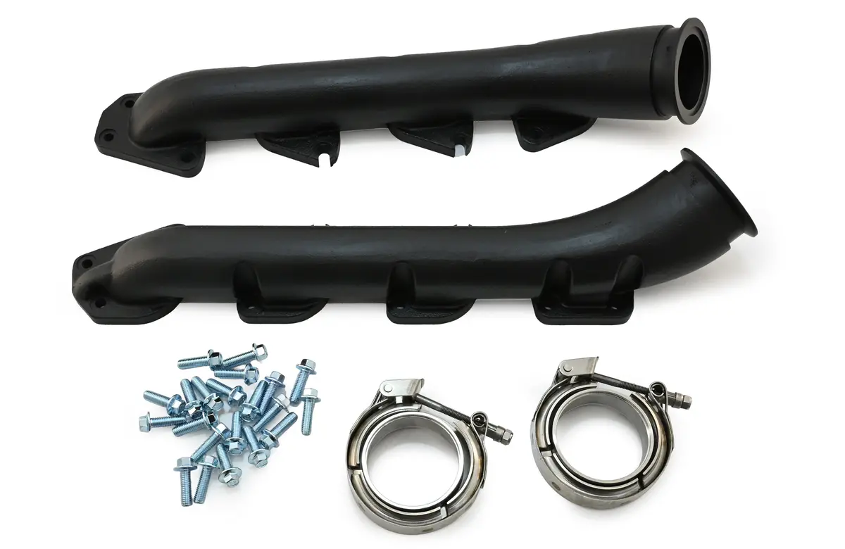 Cast Iron Low Profile V-Band Exhaust Manifolds 2003-Up 5.7L/6.1L/6.2L/6.4L Dodge/Mopar Gen 3 Hemi Engines – Ceramic Black 1