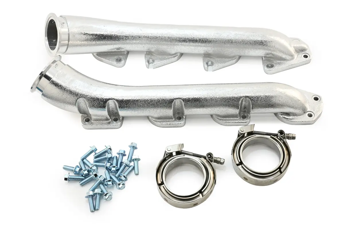 Cast Iron Low Profile V-Band Exhaust Manifolds 2003-Up 5.7L/6.1L/6.2L/6.4L Dodge/Mopar Gen 3 Hemi Engines – Ceramic Silver 1