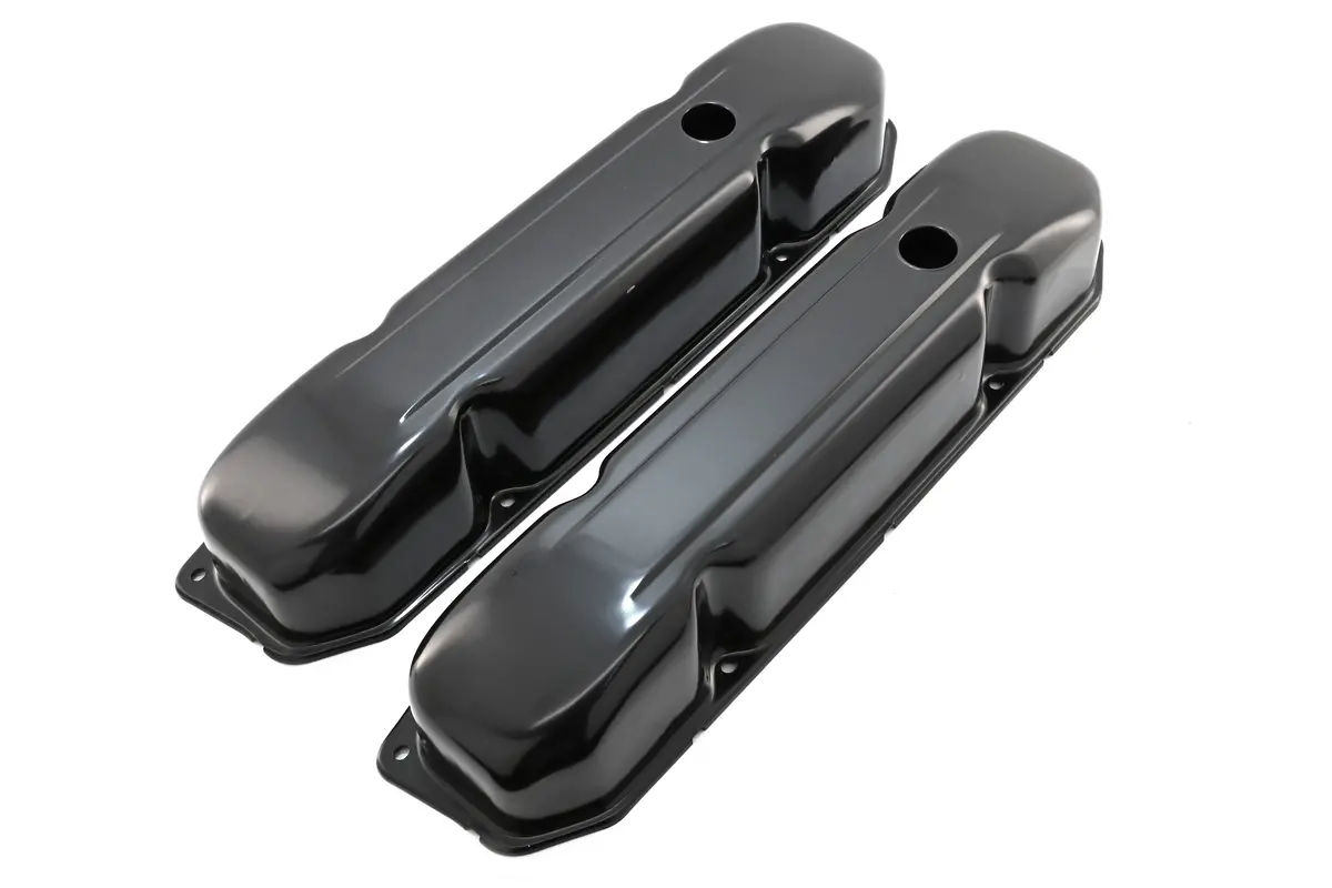 1958-88 Mopar Big Block 383-426-440 Steel Wedge Valve Covers - Black 1