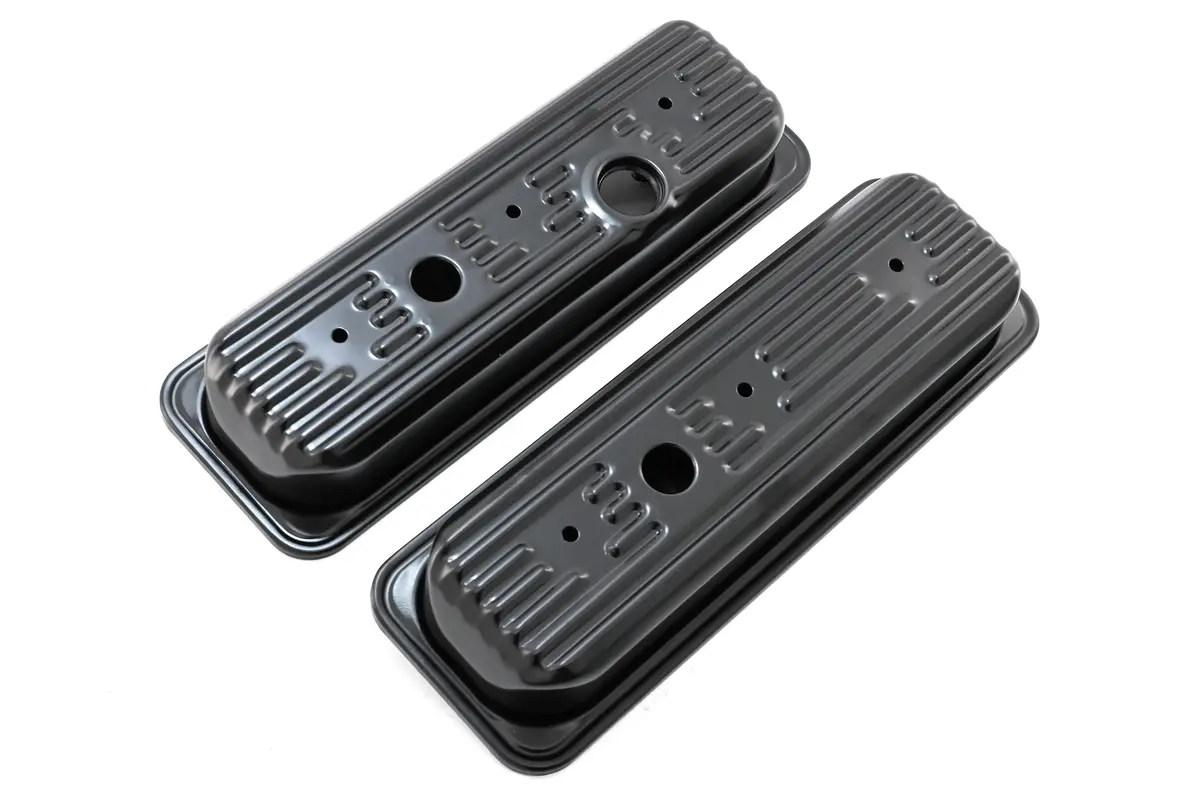 1985-93 Chevy-Gmc 4.3L V6 Center Bolt Steel Valve Covers W- Bolts - Black 1