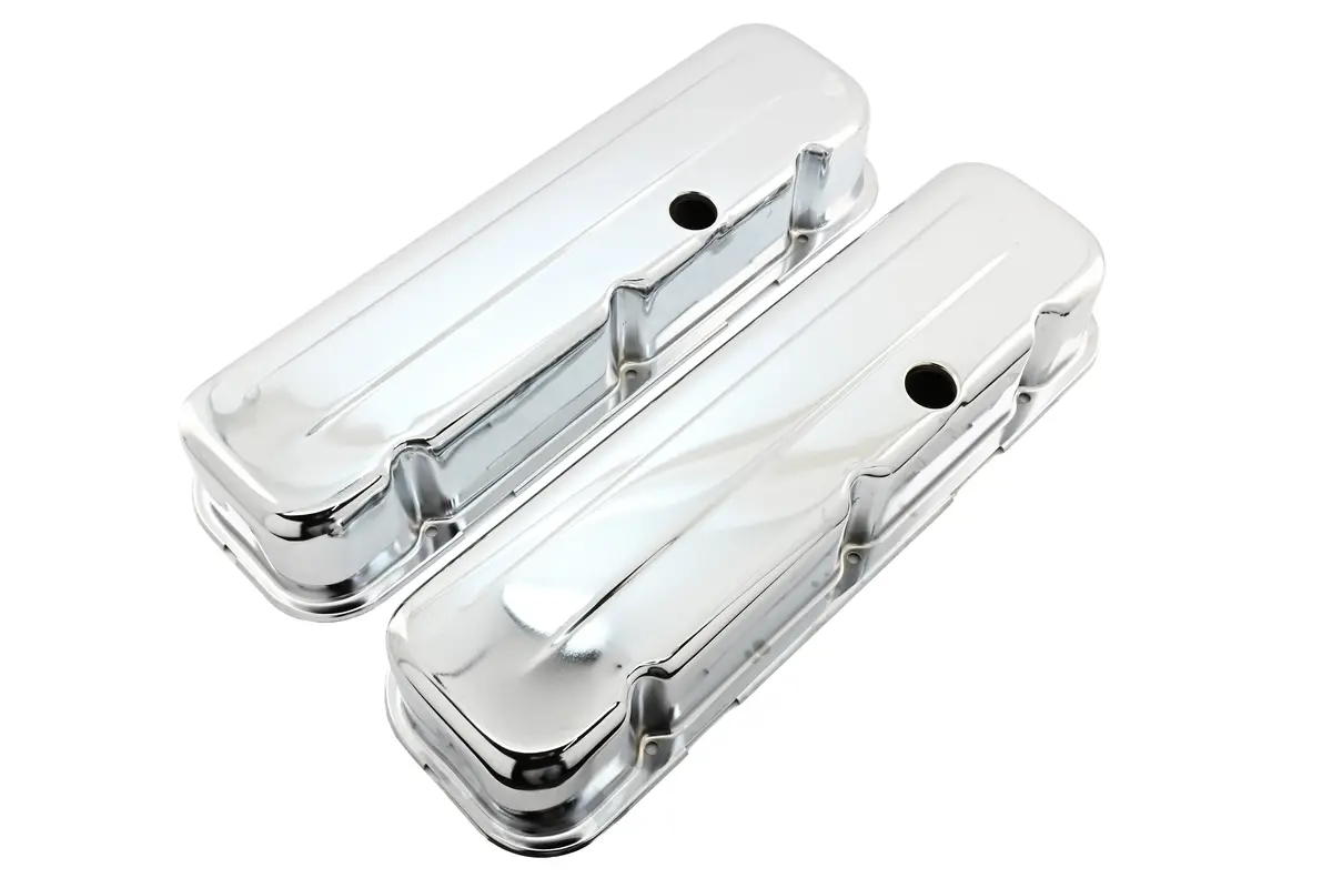 Steel Tall Valve Covers Fits 1965–95 Chevy Bb 396‑427‑454‑502 – 1 Hole – Chrome 1