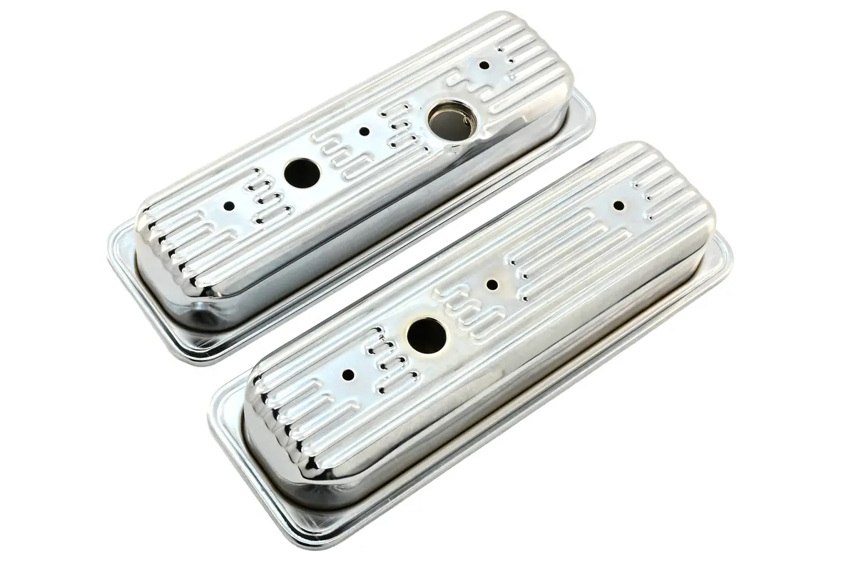 1985-93 Chevy-Gmc 4.3L V6 Center Bolt Steel Valve Covers W- Bolts - Chrome 1