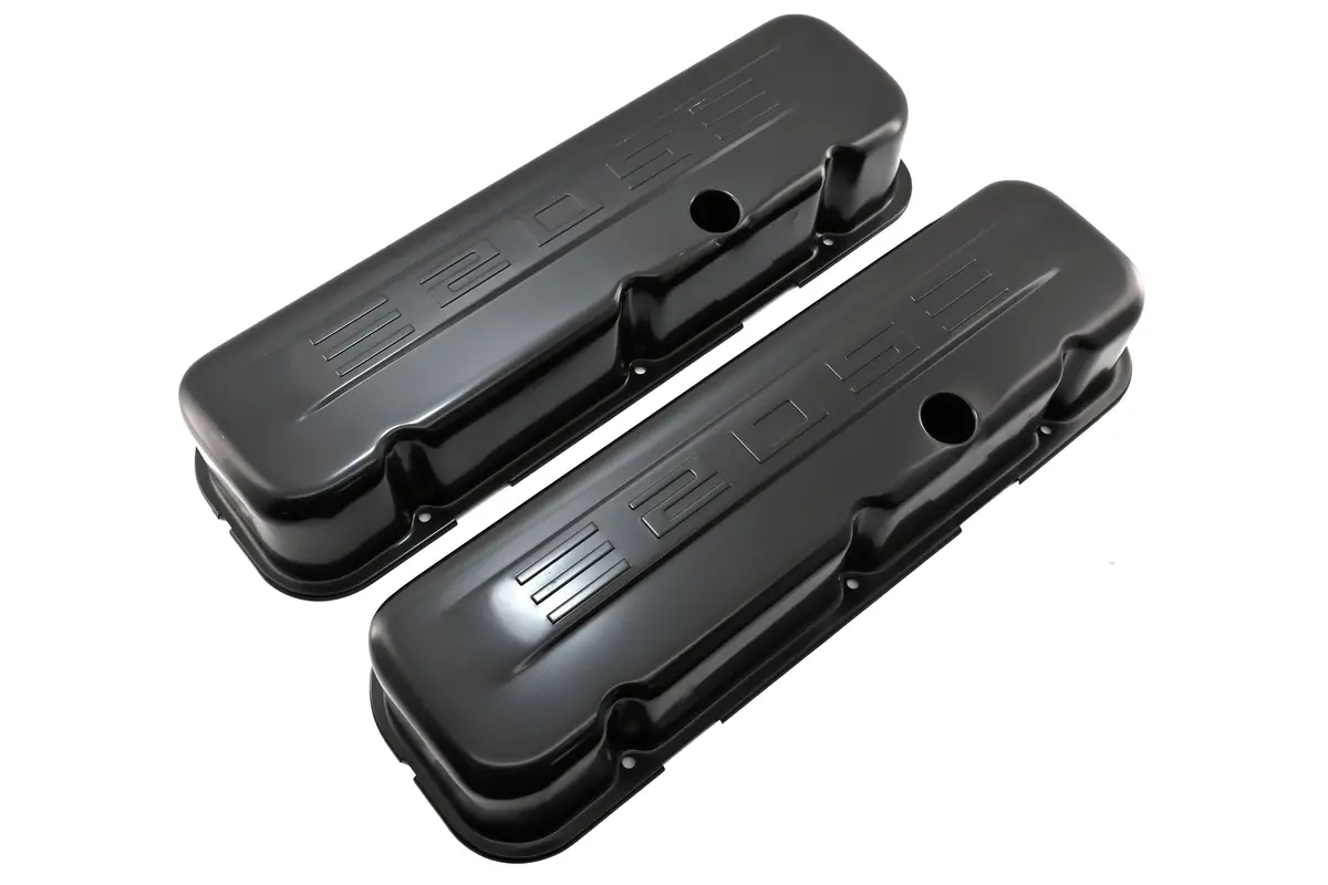 Steel 1965-2000 Chevy Bb 502 Tall Valve Covers C.I.D 502 Logo - Black 1
