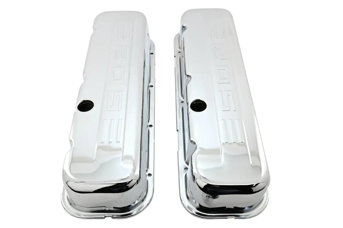 Steel 1965-2000 Chevy Bb 502 Tall Valve Covers C.I.D 502 Logo - Chrome 2