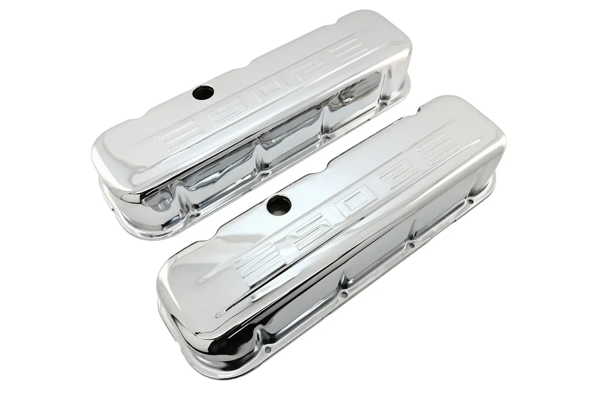 Steel 1965-2000 Chevy Bb 502 Tall Valve Covers C.I.D 502 Logo - Chrome 1